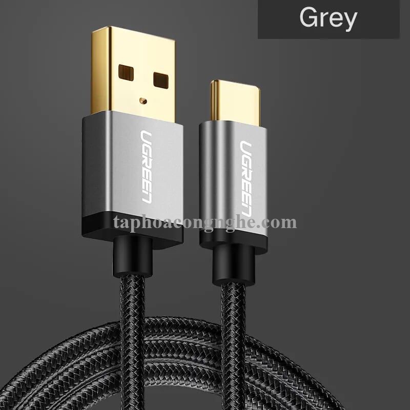 Ugreen 30879 0.5M 3A Màu Đen Cáp USB TypeC sang USB 2.0 Hỗ trợ sạc nhanh dây bên Nylon US174 30030879